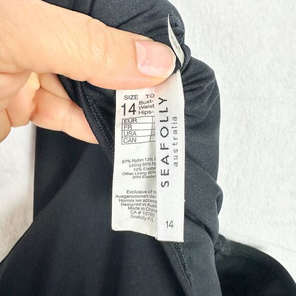 Seafolly DD Cup Maillot One Piece Swimsuit Size 10 Black V-Neck Underwire - Picture 9 of 10